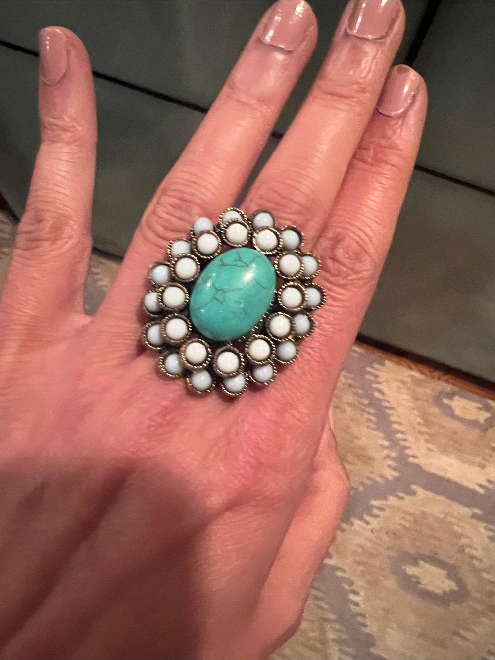 Turquoise Cluster Statement Ring - Women's Jewelry
